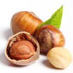 Close up of hazelnuts